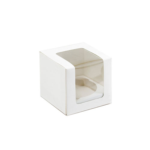 Caja para cupcakes blanca con ventana 1 cavidad