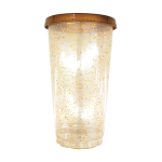 VASO CONFETI ORO CON TAPA Y POPOTE