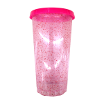 VASO CONFETI ROSA CON TAPA Y POPOTE