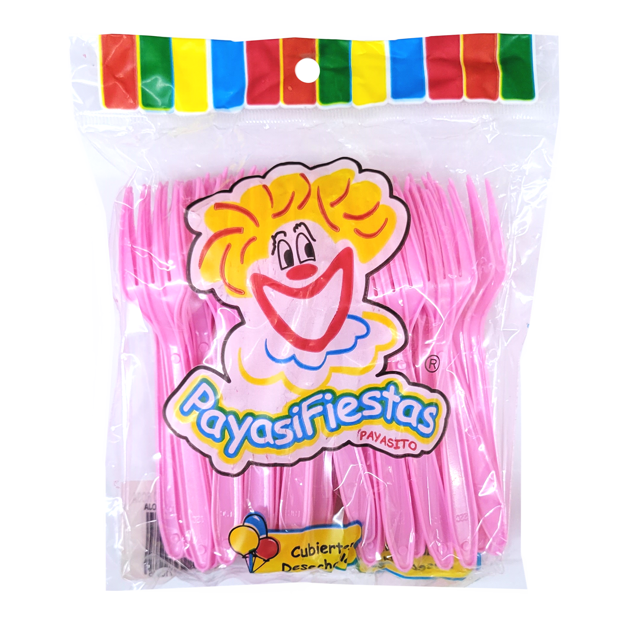 TEP06 TENEDOR PLASTIFIESTA ROSA CH 60-50 PZ