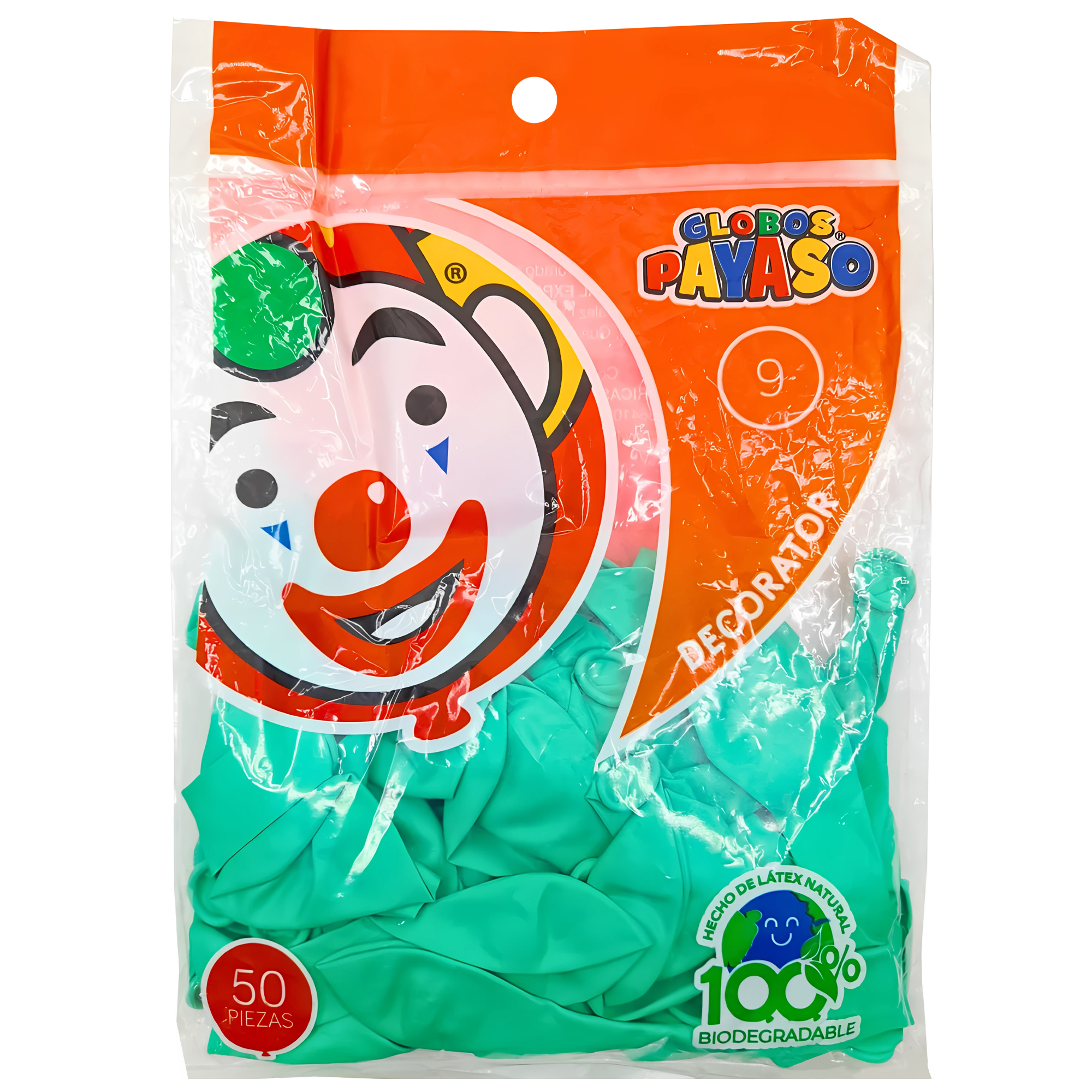 GLO37 GLOBO #9 PAYASO MENTA 100-50 PZ