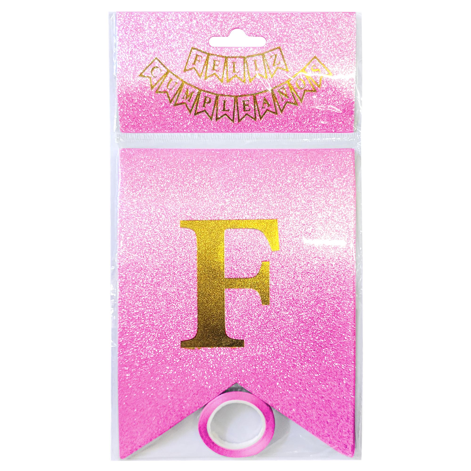 LETRERO FELIZ CUMPLEAÑOS HOLOGRAFICO ROSA