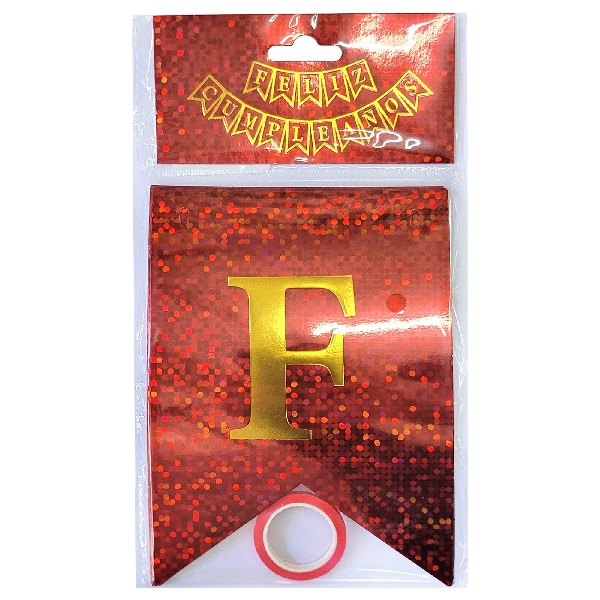 LETRERO FELIZ CUMPLEAÑOS HOLOGRAFICO ROJO